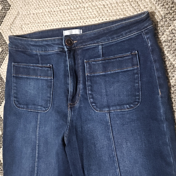 LC Lauren Conrad Wide Leg Super High Rise Trouser Dark Blue Jeans - Picture 3 of 15